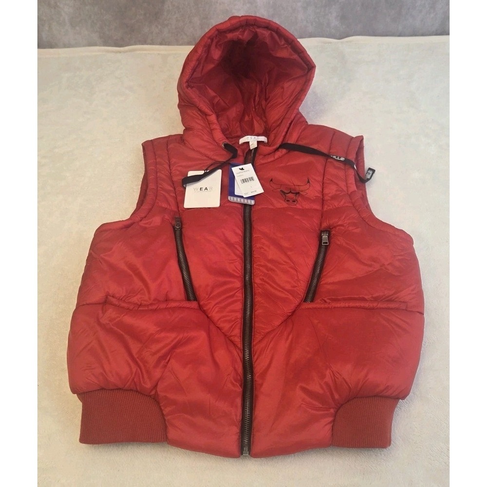 WEAR By Erin Andrews Chicago Bulls Hooded Puffer Vest Womens Large